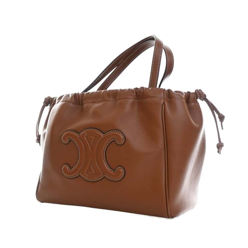 Celine Small Calfskin Cuir Triomphe Cabas Drawstring Satchel Brown Leather Very good condition - Back View