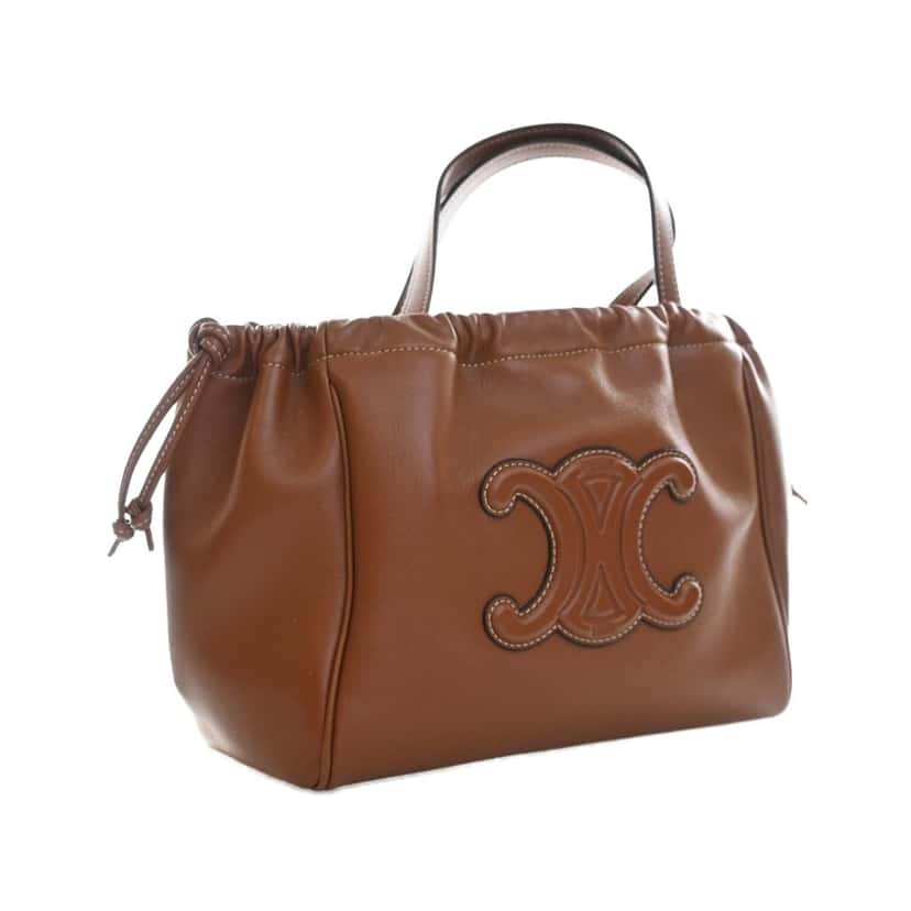 Celine Small Calfskin Cuir Triomphe Cabas Drawstring Satchel Brown Leather Very good condition - Inside View