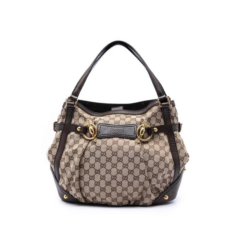 Gucci GG Canvas Jockey Shoulder Bag Beige Very good condition - Front View