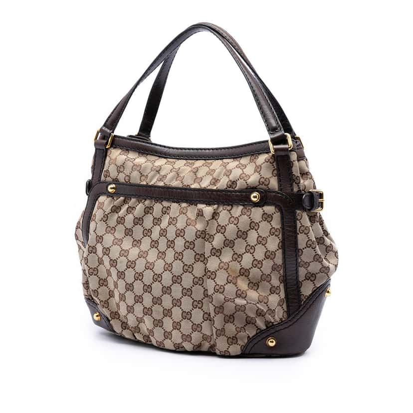 Gucci GG Canvas Jockey Shoulder Bag Beige Very good condition - Back View