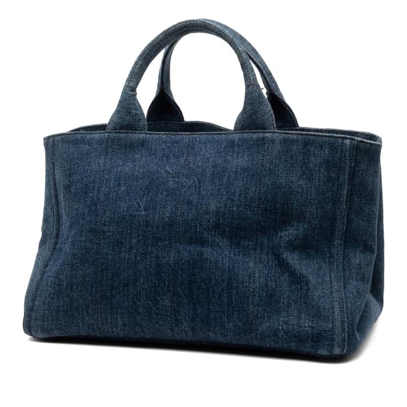Prada Denim Canapa Bijoux Satchel Blue Very good condition - Back View