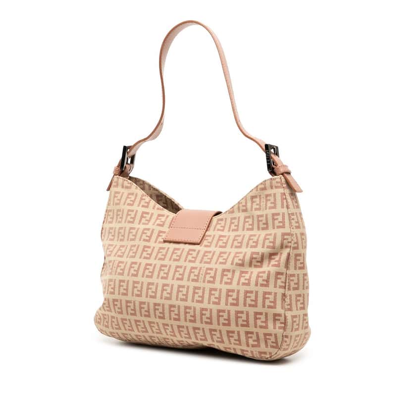 Fendi Zucchino Canvas Shoulder Bag Beige Very good condition - Back View