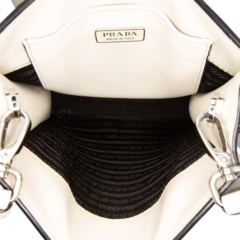 Prada Mini Soft Calf Logo Drill Satchel White Leather Very good condition - Model View