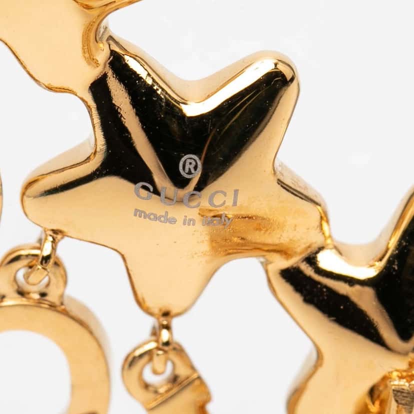 Gucci Gold Plated Crystal Star Script Ear Cuff Gold Metal Very good condition - Inside View