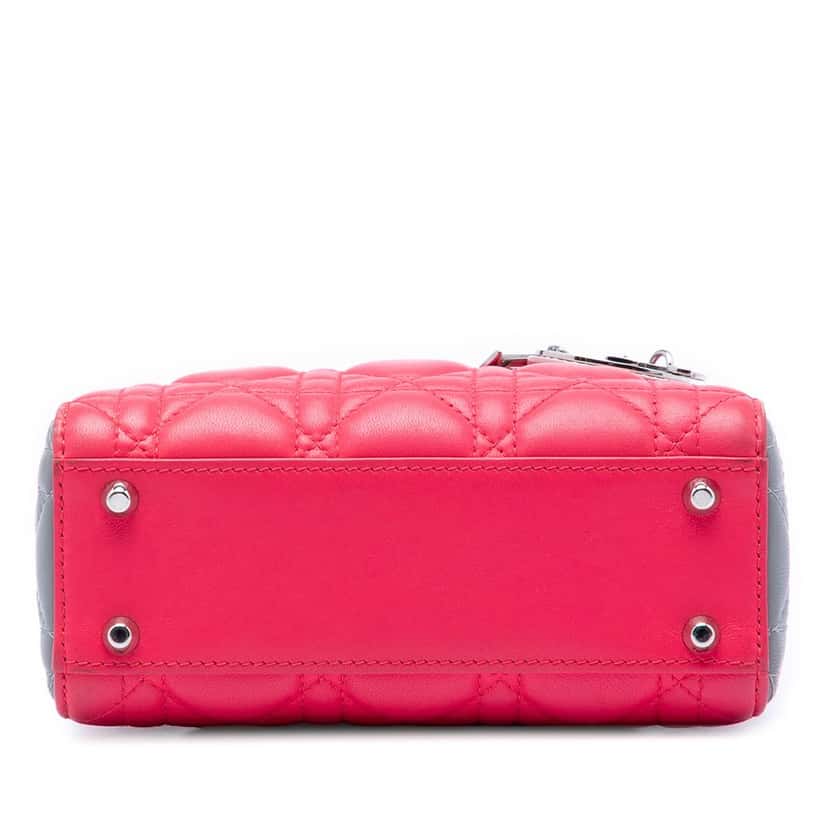 Dior Mini Tricolor Lambskin Cannage Lady Dior Pink Leather Never worn, with tag - Inside View