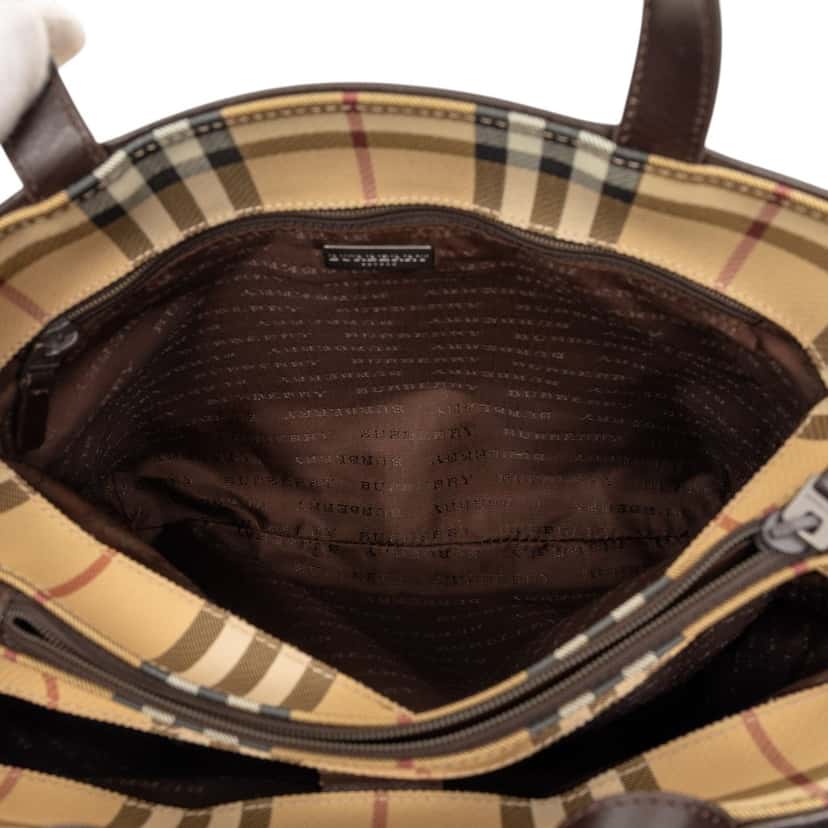 Burberry House Check Coated Canvas Tote Beige Very good condition - Model View