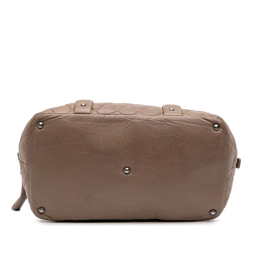 Chanel Distressed Lambskin Lady Braid Bowler Bag Brown Leather Good condition - Inside View