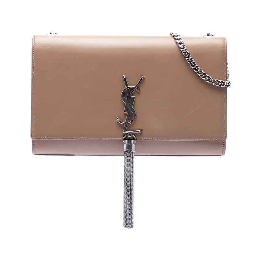 Saint Laurent Medium Smooth Calfskin Classic Monogram Kate Tassel Crossbody Brown Leather Very good condition - Front View