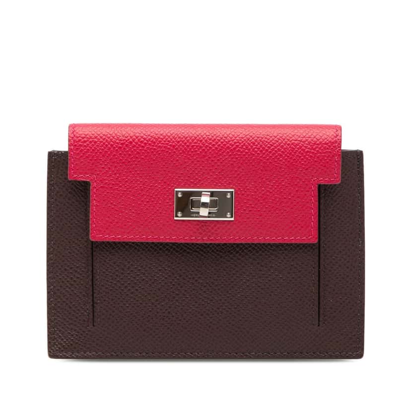 Hermès Bicolor Epsom Kelly Pocket Compact Wallet Red Leather Very good condition - Front View