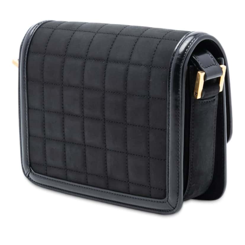 Saint Laurent Small Quilted Suede Solferino Satchel In Box Black Leather Very good condition - Back View
