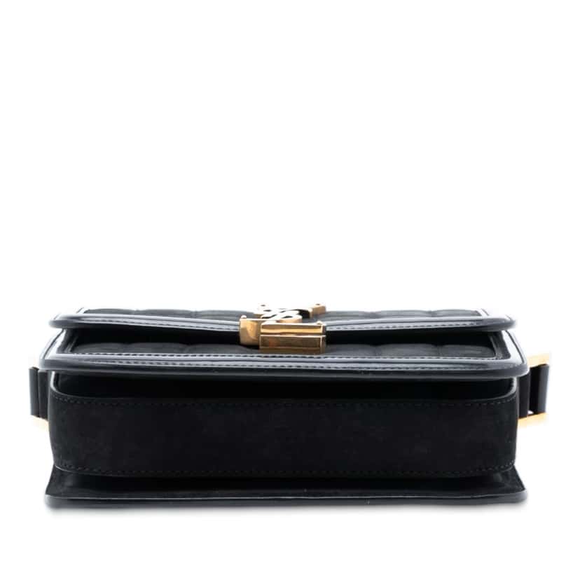 Saint Laurent Small Quilted Suede Solferino Satchel In Box Black Leather Very good condition - Inside View
