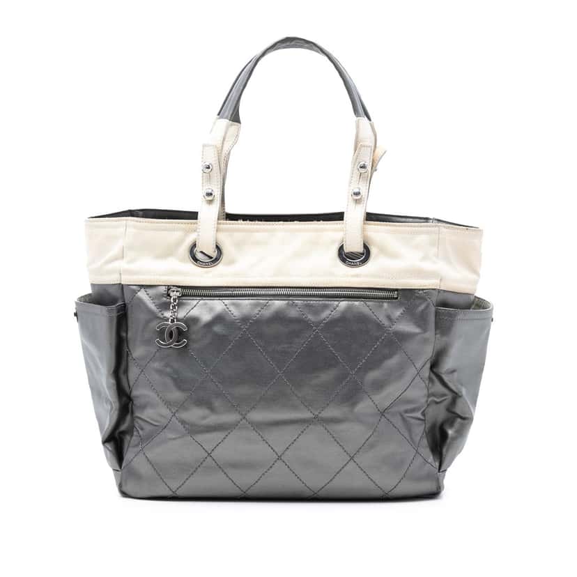 Chanel Large Bicolor Quilted Coated Canvas Paris Biarritz Tote Other Very good condition - Front View