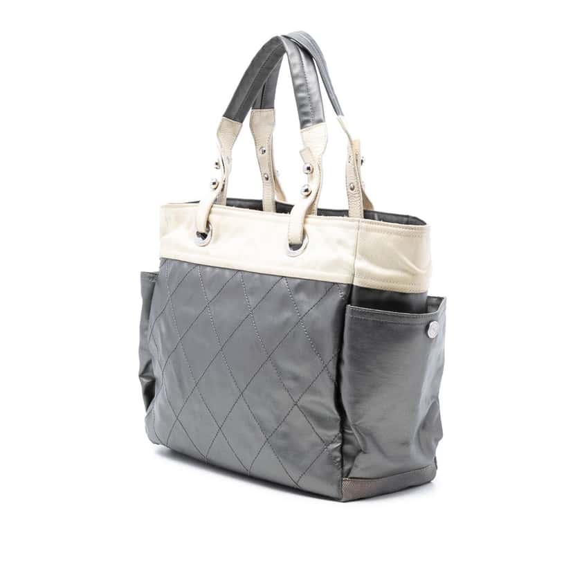 Chanel Large Bicolor Quilted Coated Canvas Paris Biarritz Tote Other Very good condition - Back View