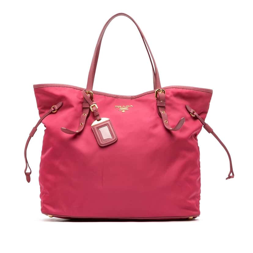 Prada Saffiano Trimmed Tessuto Tote Pink Very good condition - Front View