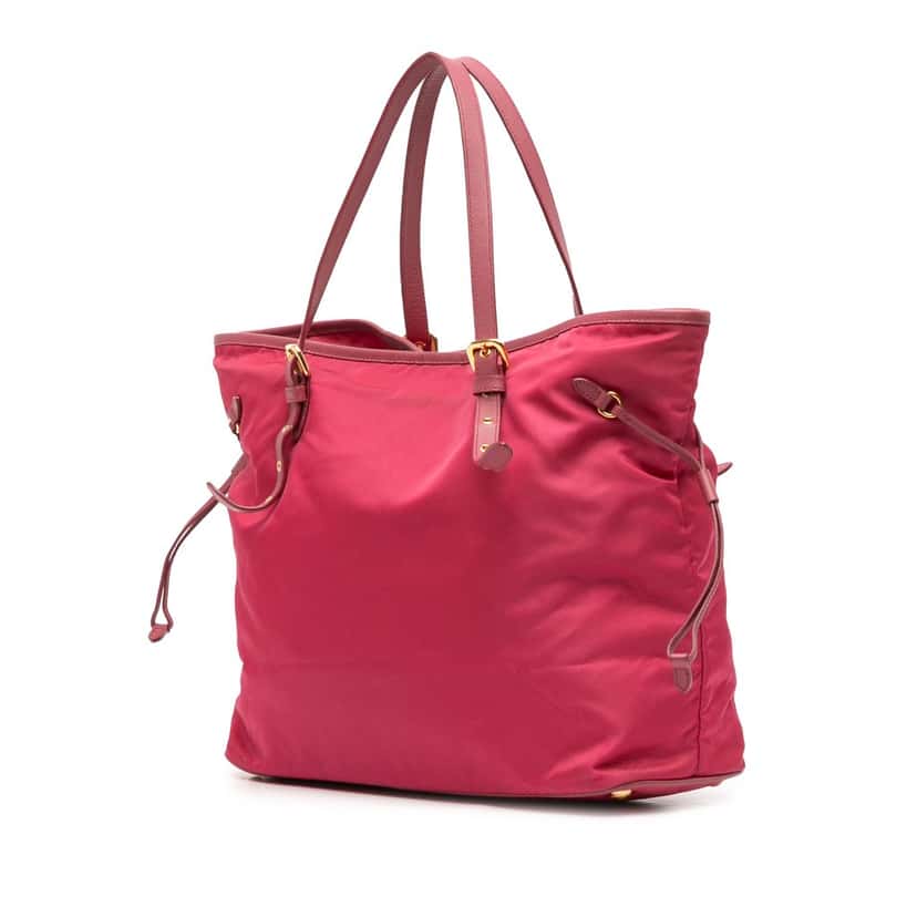 Prada Saffiano Trimmed Tessuto Tote Pink Very good condition - Back View