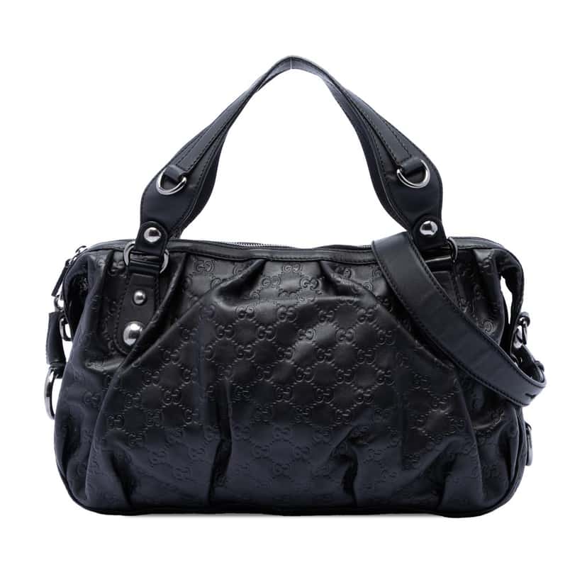 Gucci Guccissima Icon Bit Satchel Black Leather Very good condition - Front View