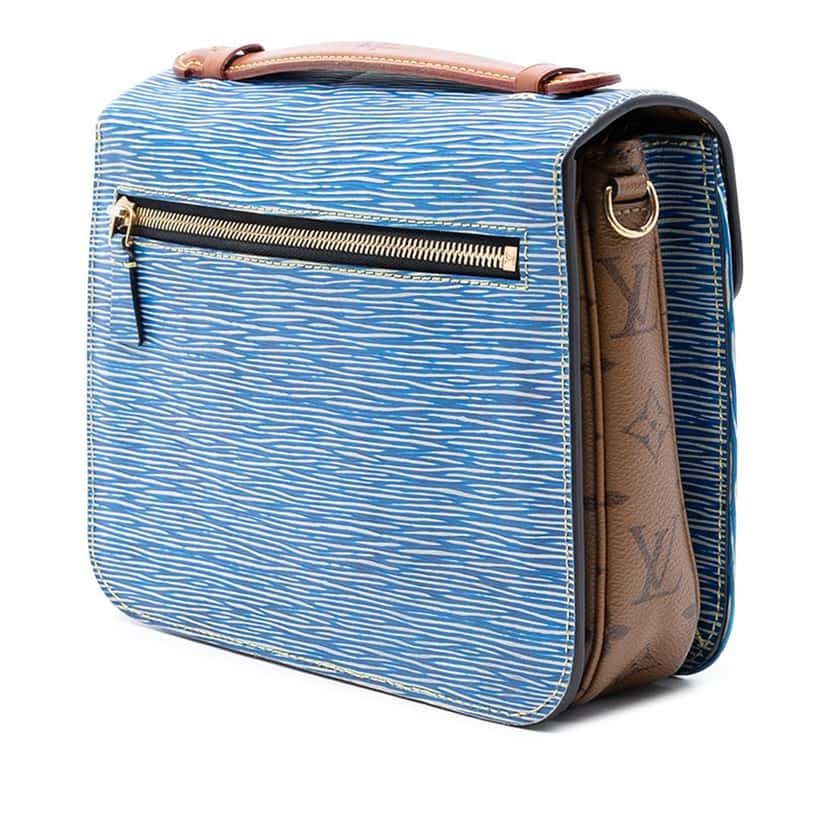 Louis Vuitton Epi Denim and Reverse Monogram Pochette Metis Blue Leather Very good condition - Back View