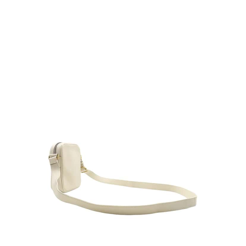 Gucci Mini Grained Calfskin Logo Crossbody White Leather Very good condition - Back View