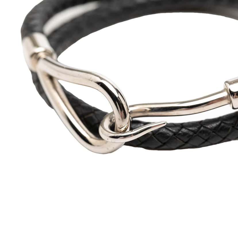 Hermès Calfskin and Brass Jumbo Hook Bracelet Black Leather Very good condition - Model View