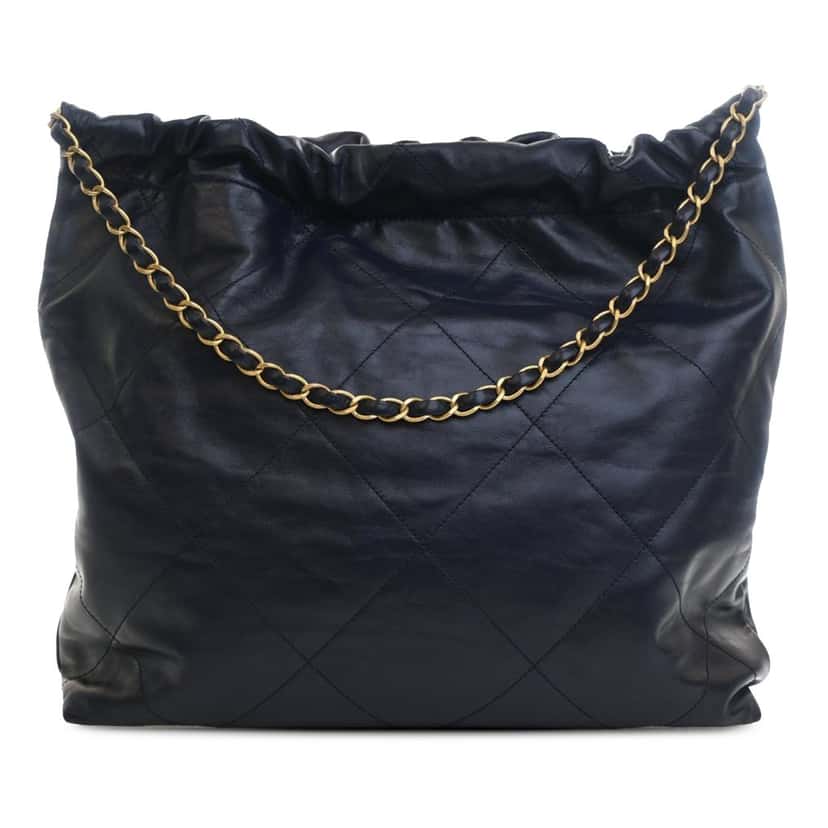 Chanel Medium Shiny Calfskin 22 Handbag Blue Leather Very good condition - Back View