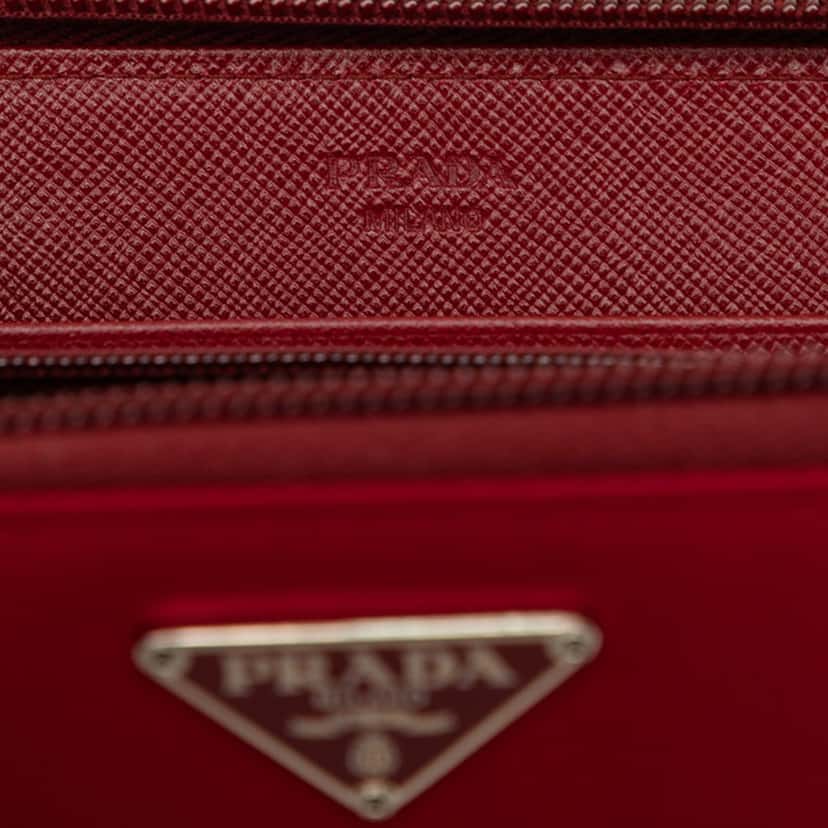 Prada Tessuto Zip Around Wallet Red Very good condition - Box View