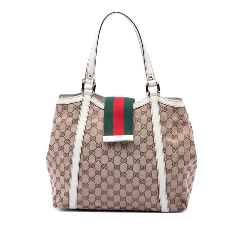 Gucci GG Canvas Web New Ladies Tote Beige Very good condition - Front View