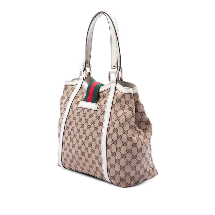 Gucci GG Canvas Web New Ladies Tote Beige Very good condition - Back View