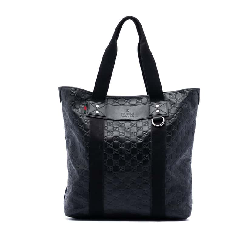 Gucci Guccissima Web Tote Black Leather Very good condition - Front View