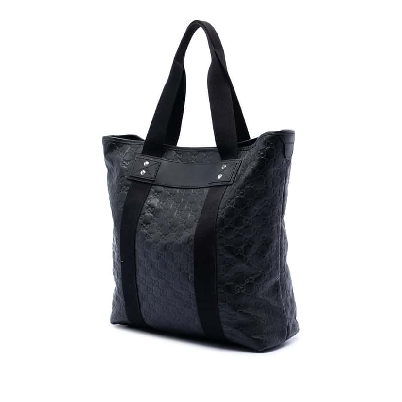 Gucci Guccissima Web Tote Black Leather Very good condition - Back View