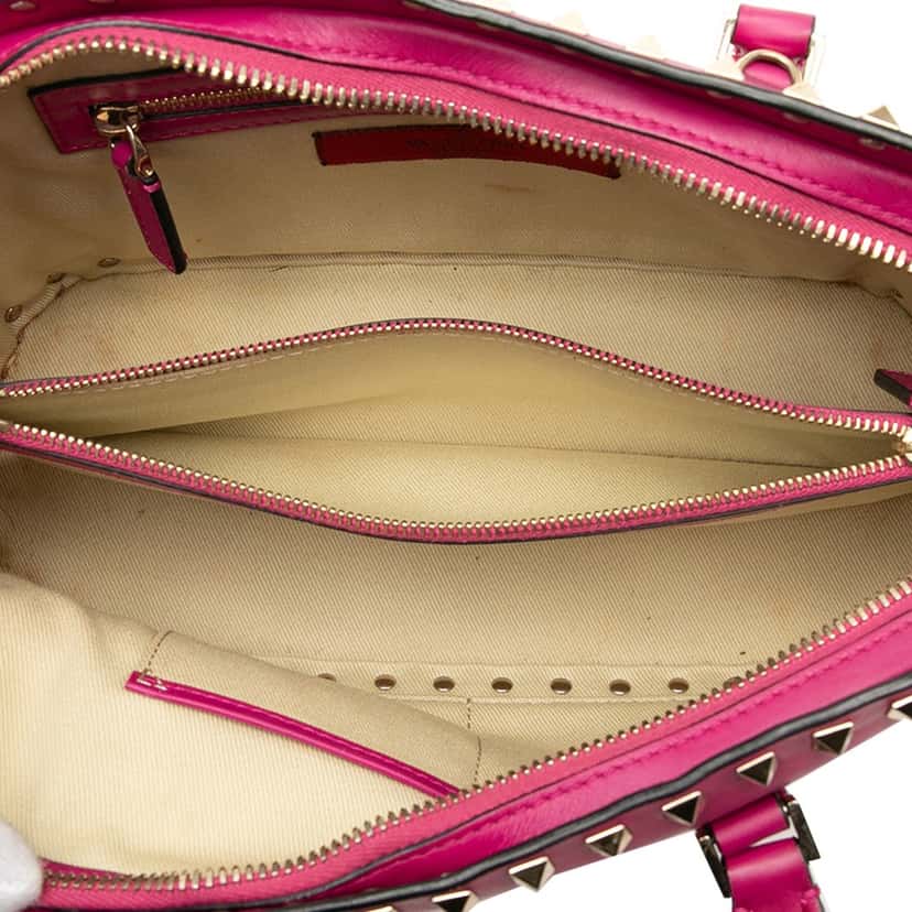 Valentino Leather Rockstud Top Handle Bag Pink Leather Very good condition - Model View