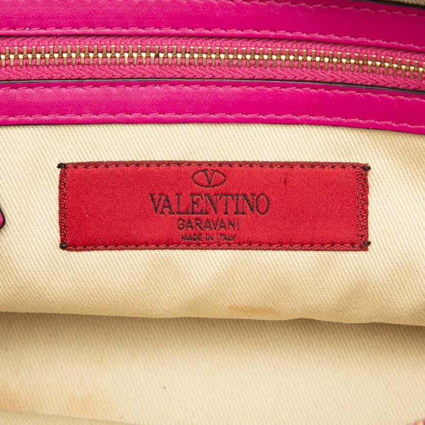 Valentino Leather Rockstud Top Handle Bag Pink Leather Very good condition - Box View