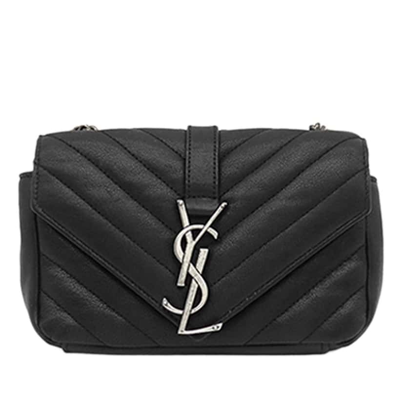 Saint Laurent Baby Sheepskin Chevron Classic Monogram Chain Bag Black Leather Very good condition - Front View