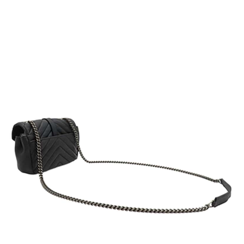 Saint Laurent Baby Sheepskin Chevron Classic Monogram Chain Bag Black Leather Very good condition - Inside View