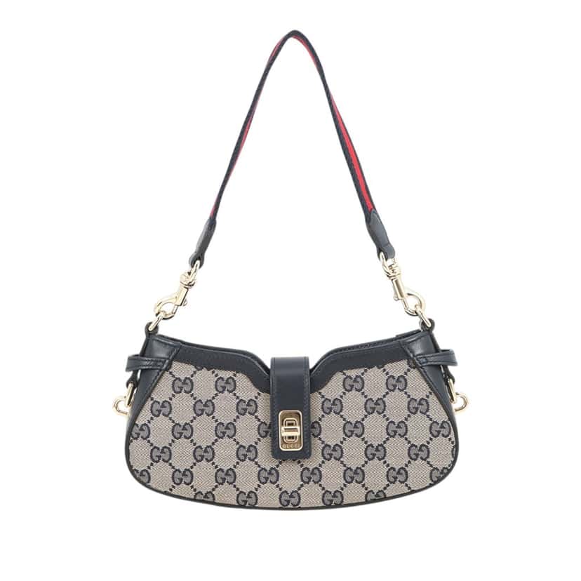 Gucci Mini GG Canvas Web Moon Side Shoulder Bag Other Very good condition - Front View