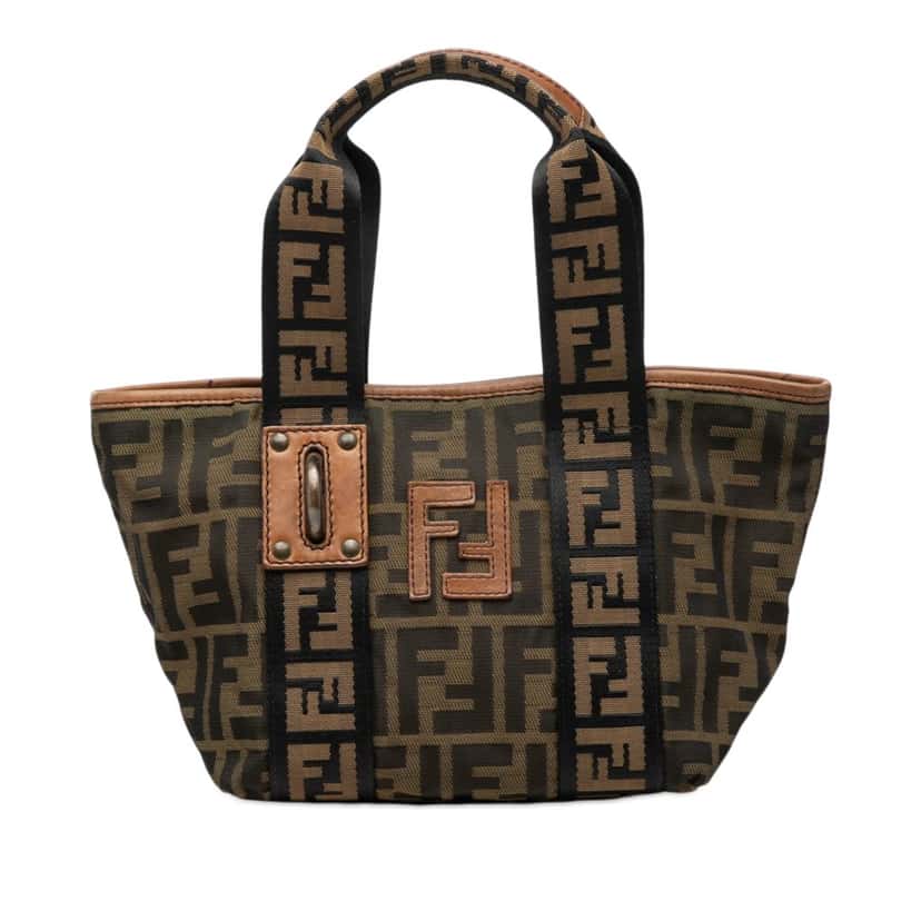 Fendi Mini Zucca Canvas Lock Handbag Brown Very good condition - Front View