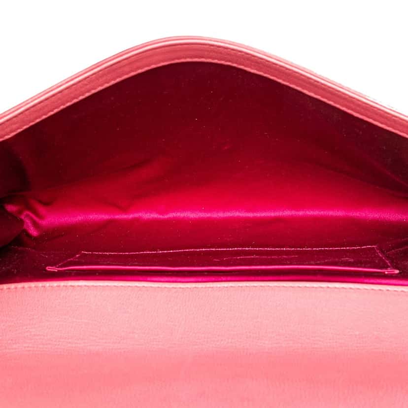 Saint Laurent Large Leather Belle de Jour Clutch Pink Leather Very good condition - Model View
