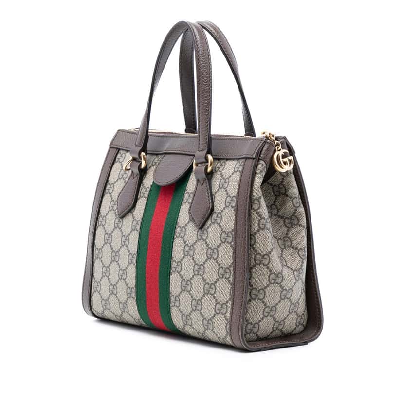 Gucci Small GG Supreme Ophidia Satchel Beige Very good condition - Back View