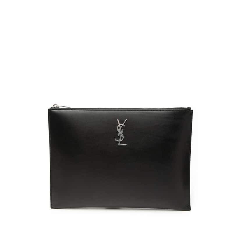 Saint Laurent Leather Monogram Ipad Case Black Leather Very good condition - Front View