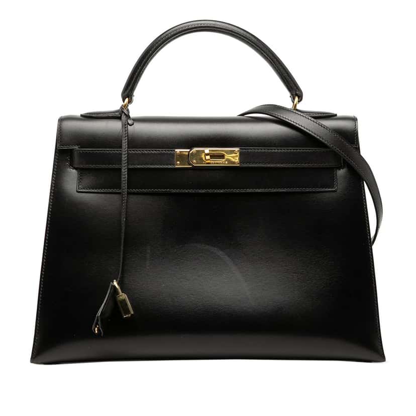 Hermès Box Calf Kelly Sellier 32 Black Leather Very good condition - Front View