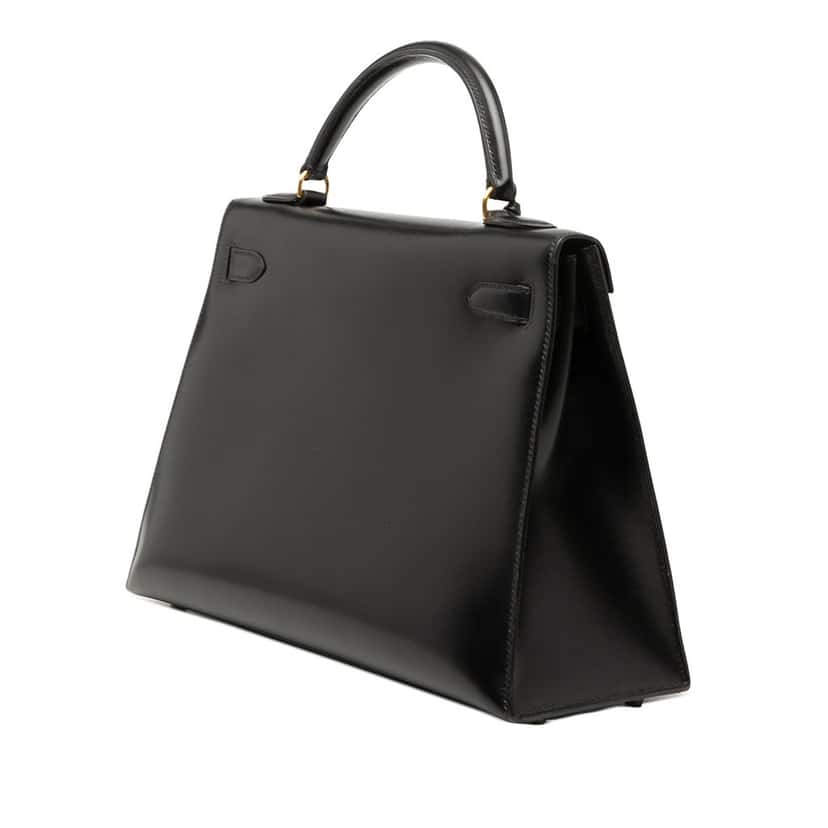 Hermès Box Calf Kelly Sellier 32 Black Leather Very good condition - Back View