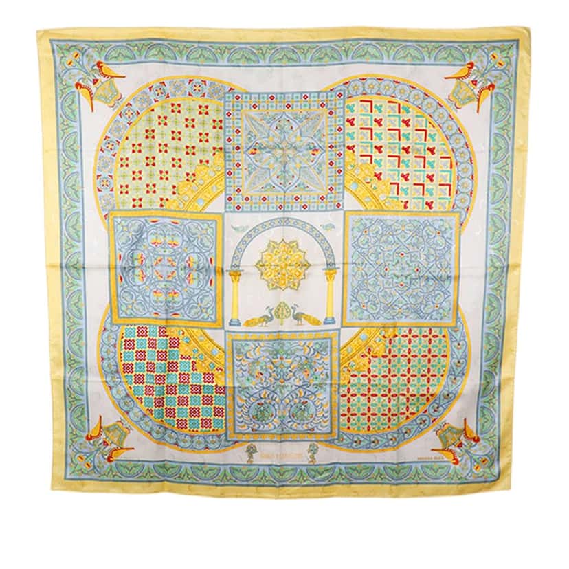 Hermès Ciels Byzantins Silk Scarf 90 Yellow Very good condition - Front View