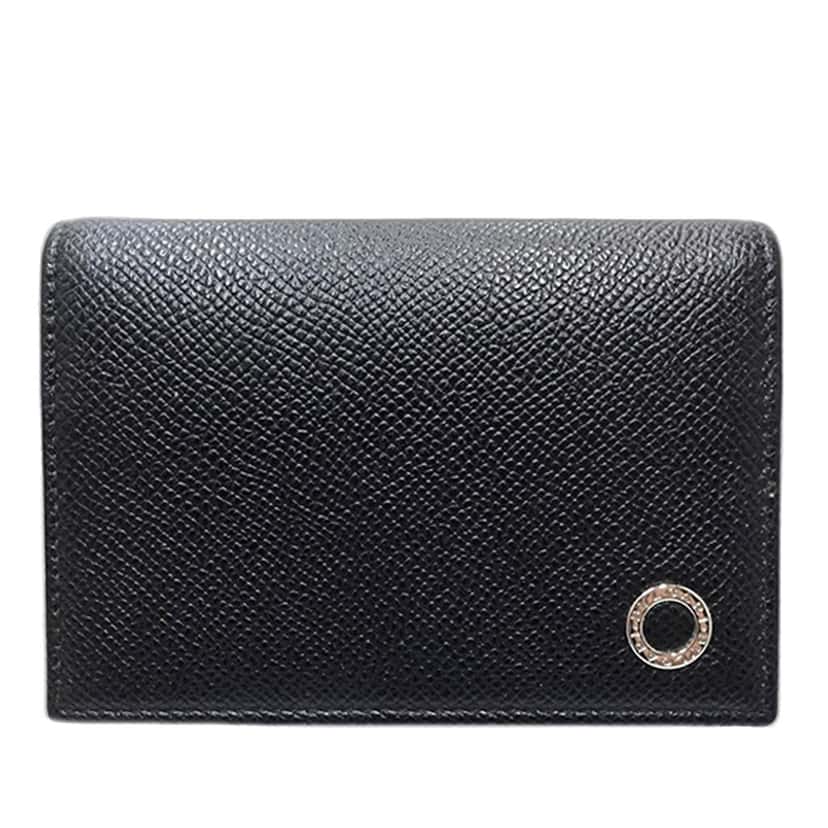 Bvlgari Grained Calfskin Bvlgari Bvlgari Man Business Card Holder Black Leather Very good condition - Front View