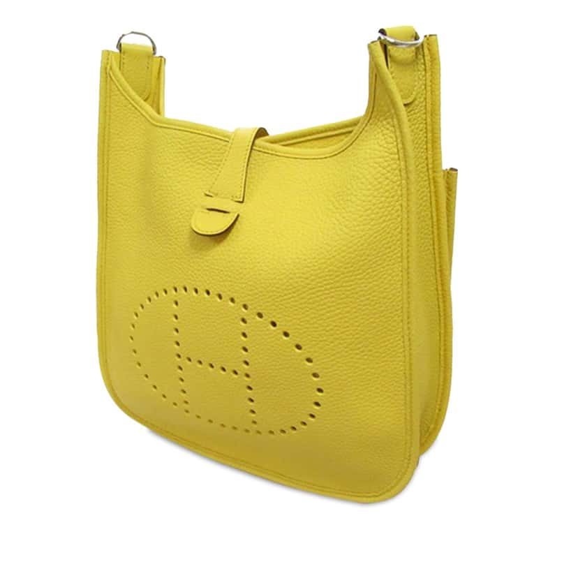 Hermès Clemence Evelyne III PM Yellow Leather Very good condition - Back View