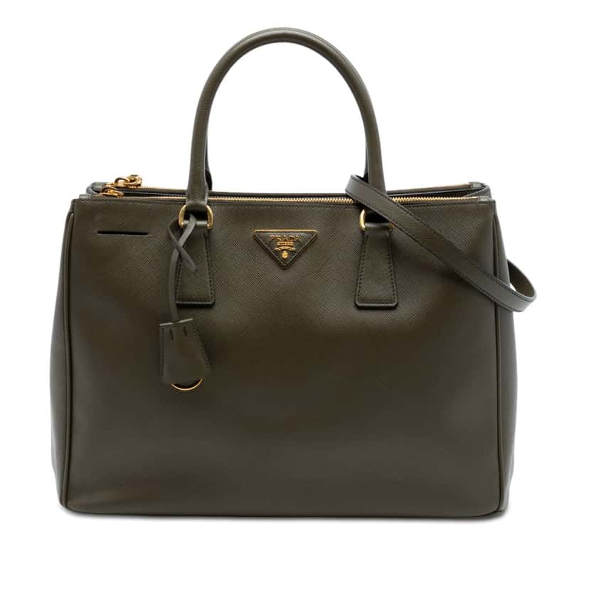 Prada Medium Saffiano Lux Galleria Double Zip Satchel Brown Leather Very good condition - Front View