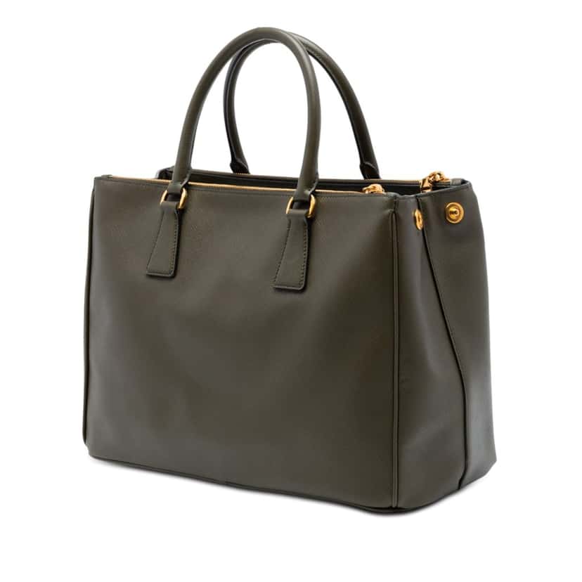Prada Medium Saffiano Lux Galleria Double Zip Satchel Brown Leather Very good condition - Back View