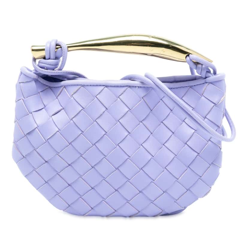 Bottega Veneta Baby Lambskin Intrecciato Sardine Purple Leather Very good condition - Front View