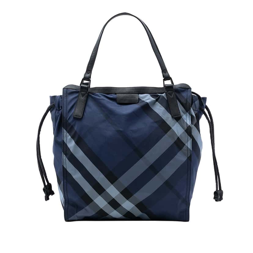 Burberry Supernova Check Nylon Buckleigh Tote Blue Very good condition - Front View