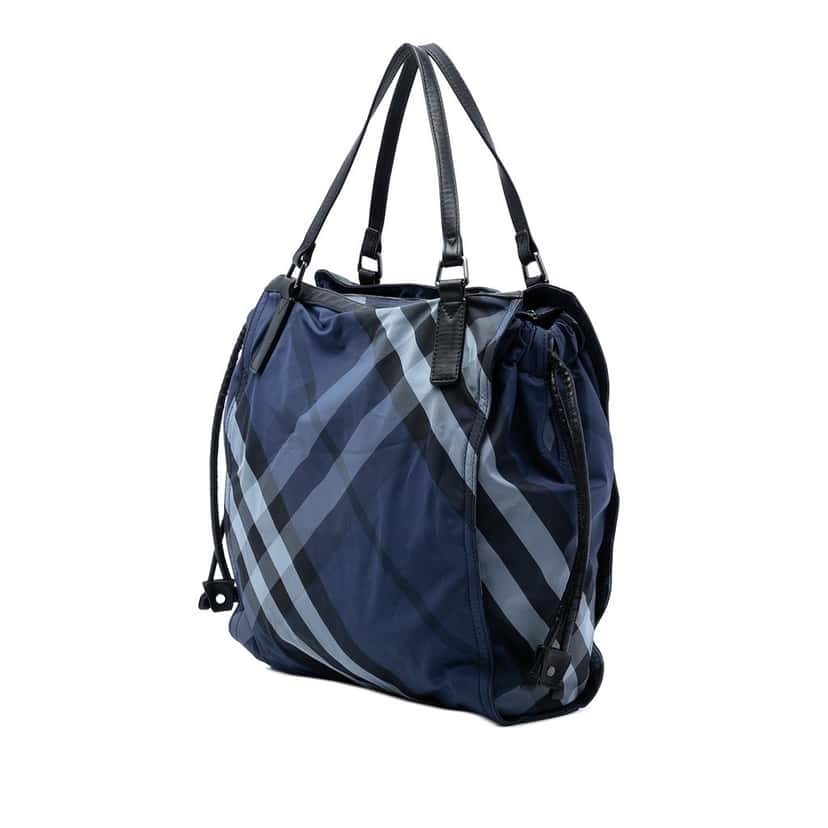 Burberry Supernova Check Nylon Buckleigh Tote Blue Very good condition - Back View
