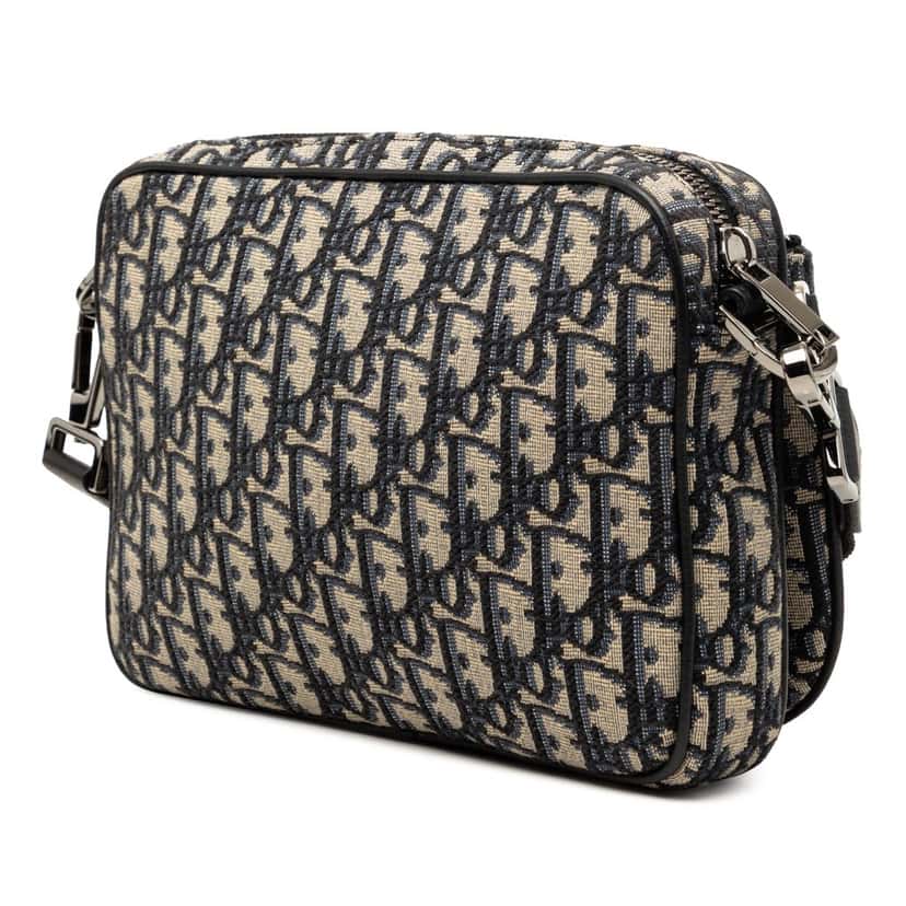 Dior Oblique Canvas Saddle Triple Pouch Blue Very good condition - Back View