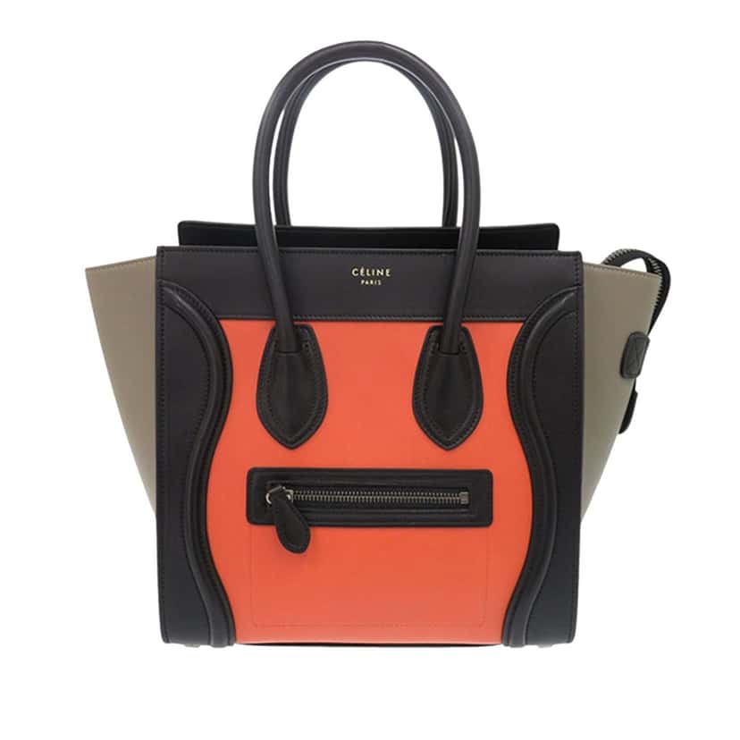 Celine Micro Tricolor Leather Luggage Tote Orange Leather Very good condition - Front View